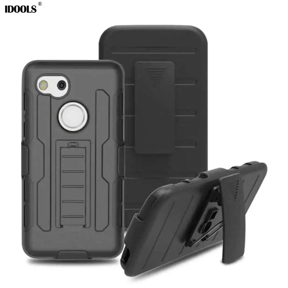IDOOLS Case for Google Pixel 2 XL 2XL Hard Armor 2 in 1 Plastic Stand Luxury Back Cover Phone