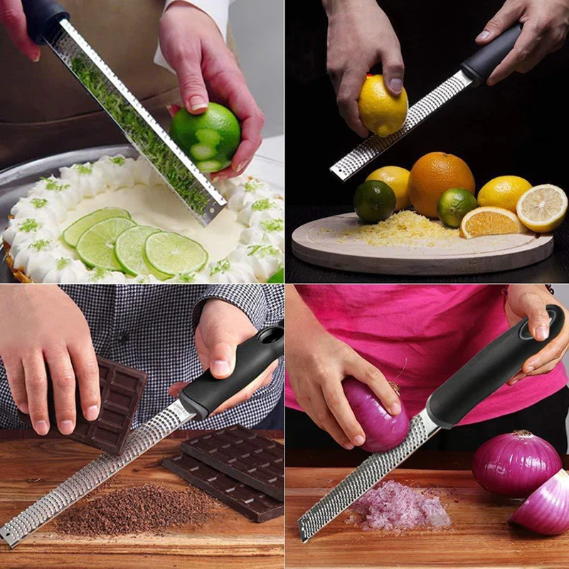 Multi-Function Stainless Steel Cheese Grater Lemon Fruit Chocolate Butter Zester Non-Slip Handle Fruit Grater Kitchen Gadget