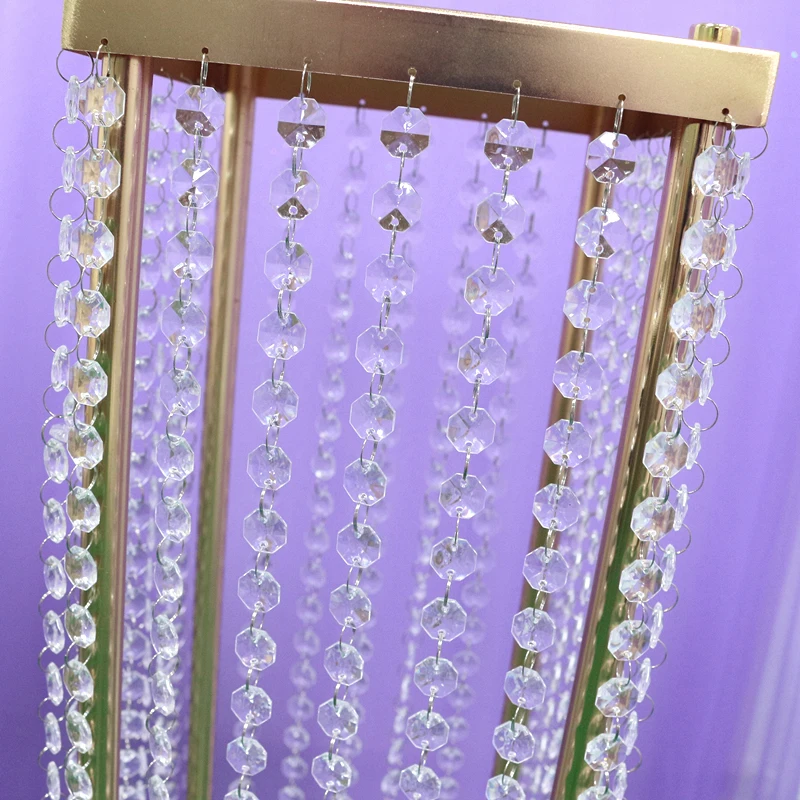 JAROWN Iorn Gold Plated Crystal Bead Chain Square Wedding Main Table Decoration Flower Ball Flower Stand Home Party Decoration (5)