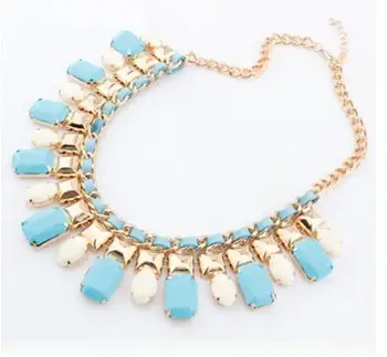 

50pcs/lot fedex fasttrendy style woman resin rhinestone necklace lady short colorful rhinestone necklace