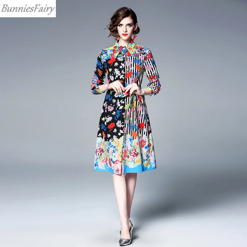 BunniesFairy 2019 весеннее женское Новое винтажное ретро платье-рубашка с длинными