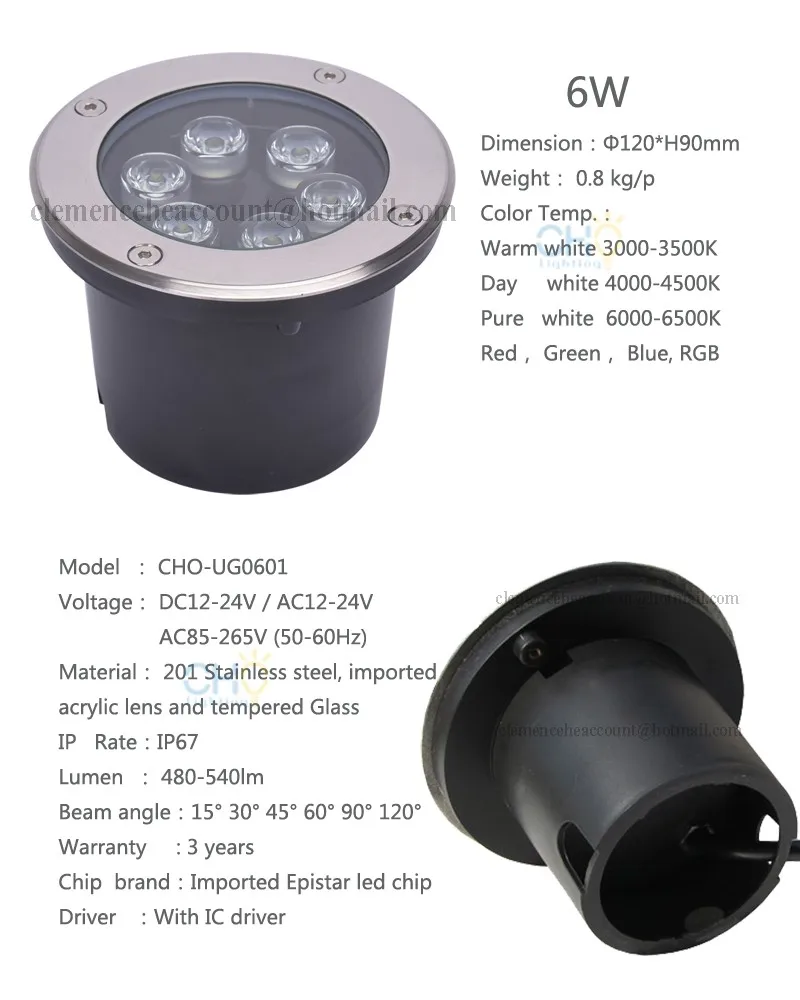 6w led undergrund light details