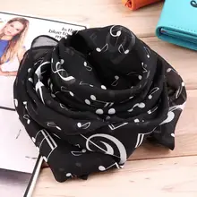 New Fashion Musical Note Chiffon Scarves Women’s Scarf Shawl Long Stoles Spring Muffler Chiffon Infinity Scarf New Hot Selling