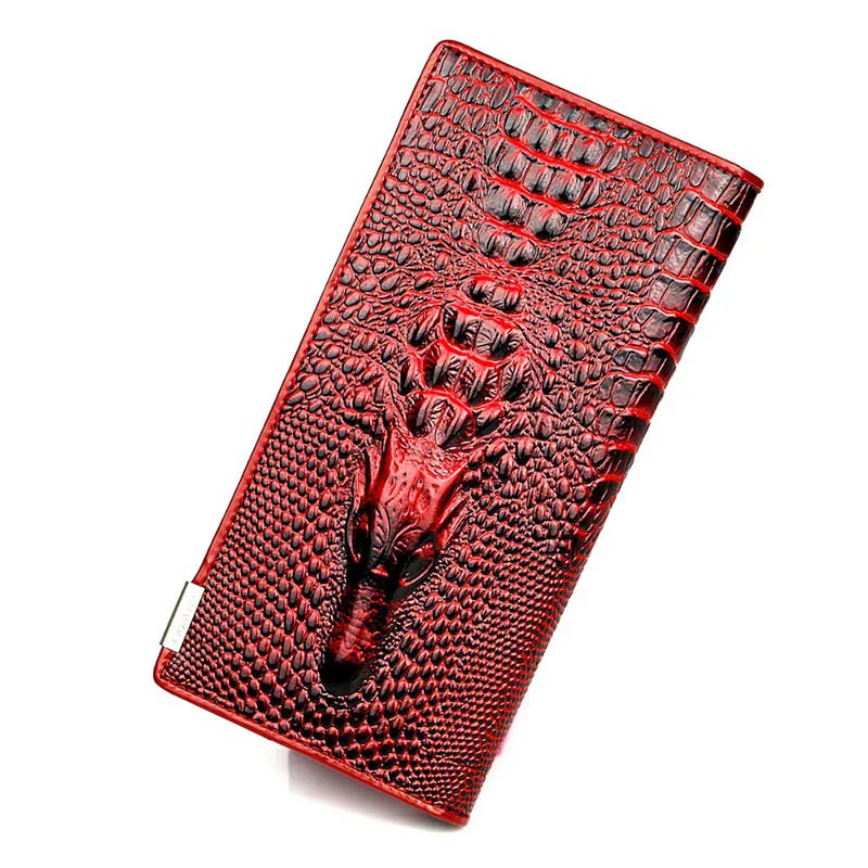 

New fashion Women Wallet Genuine Leather Women's Purse 3D Embossing Alligator pattern Long Clutch Wallet Luxury Brand Coin Purse