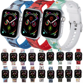 

Rubber Band for Apple Watch Band 44mm 38mm 42mm 40mm Soft Silicone Floral Flower Strap Star Wristbands for Apple Watch 4 3 2 1