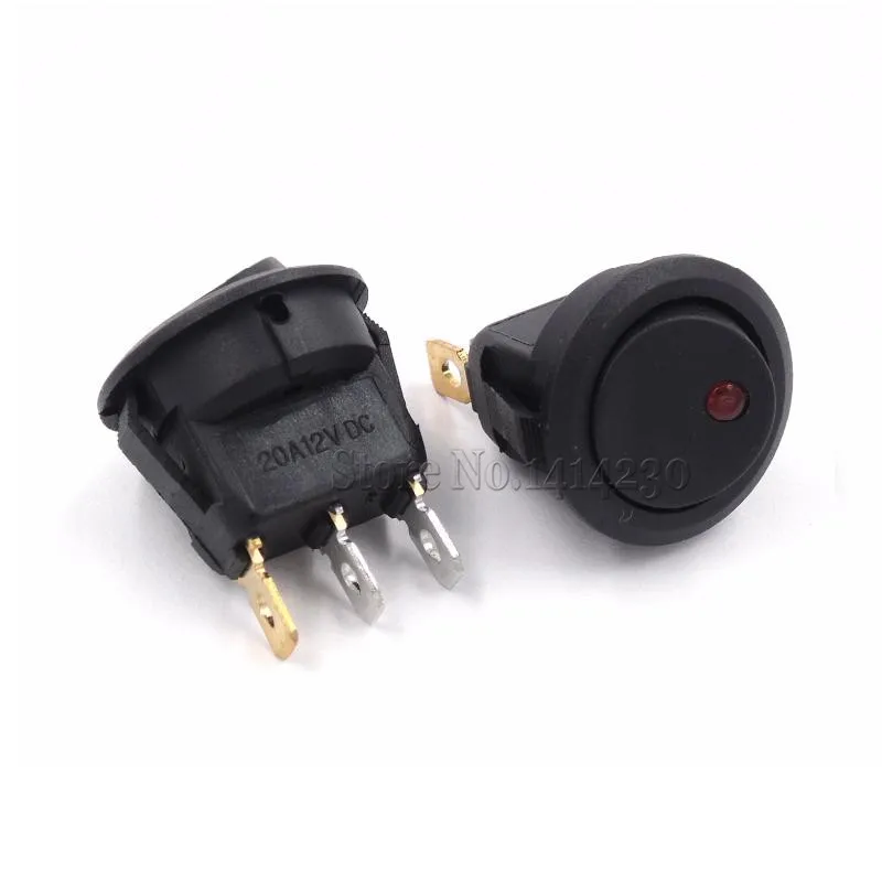 

10Pcs 23mm 12V Red Led Round Rocker Switch Led Dot Light 3 pins ON-OFF LED illuminated Car Dashboard Boat Toggle SPST Switch