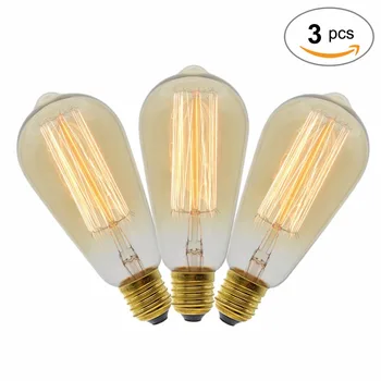 

3 Pcs/Lot Handmade Edison Lamps Carbon Filament Clear Glass's Edison Retro Vintage Incandescent Bulb 40W/60W 220V E27 ST64