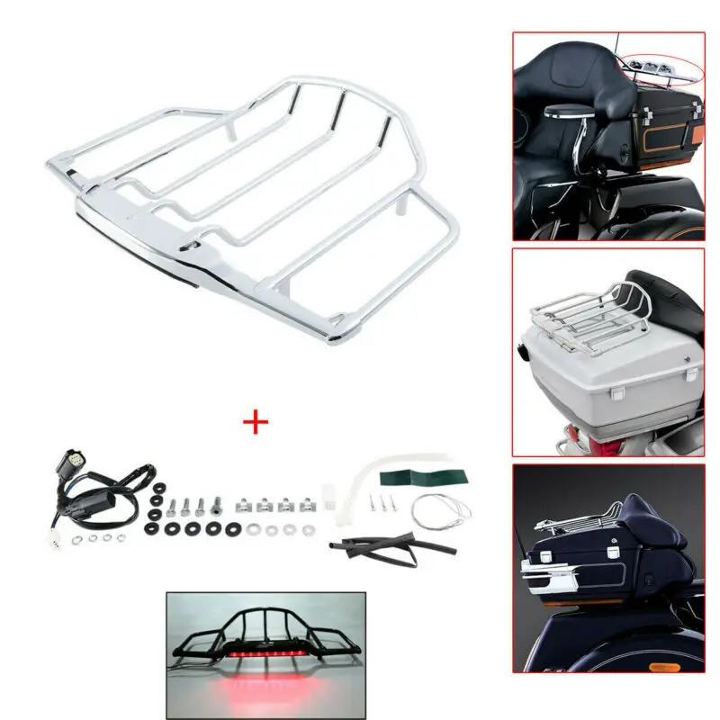 

Motorcycle Tour Pak Pack Trunk Luggage Rack LED Light Fit For Harley Touring Models Street Electra Glide Road King 14-18