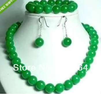 

$wholesale_jewelry_wig$ free shipping Natural 10mm Round GREEN JADEITE NECKLACE 18INCH