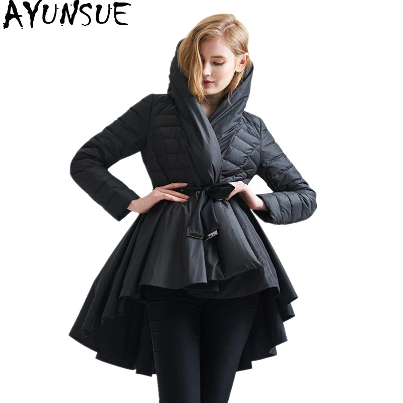 AYUNSUE 90 White Duck Down Winter Jacket Women Skirt Design Womens