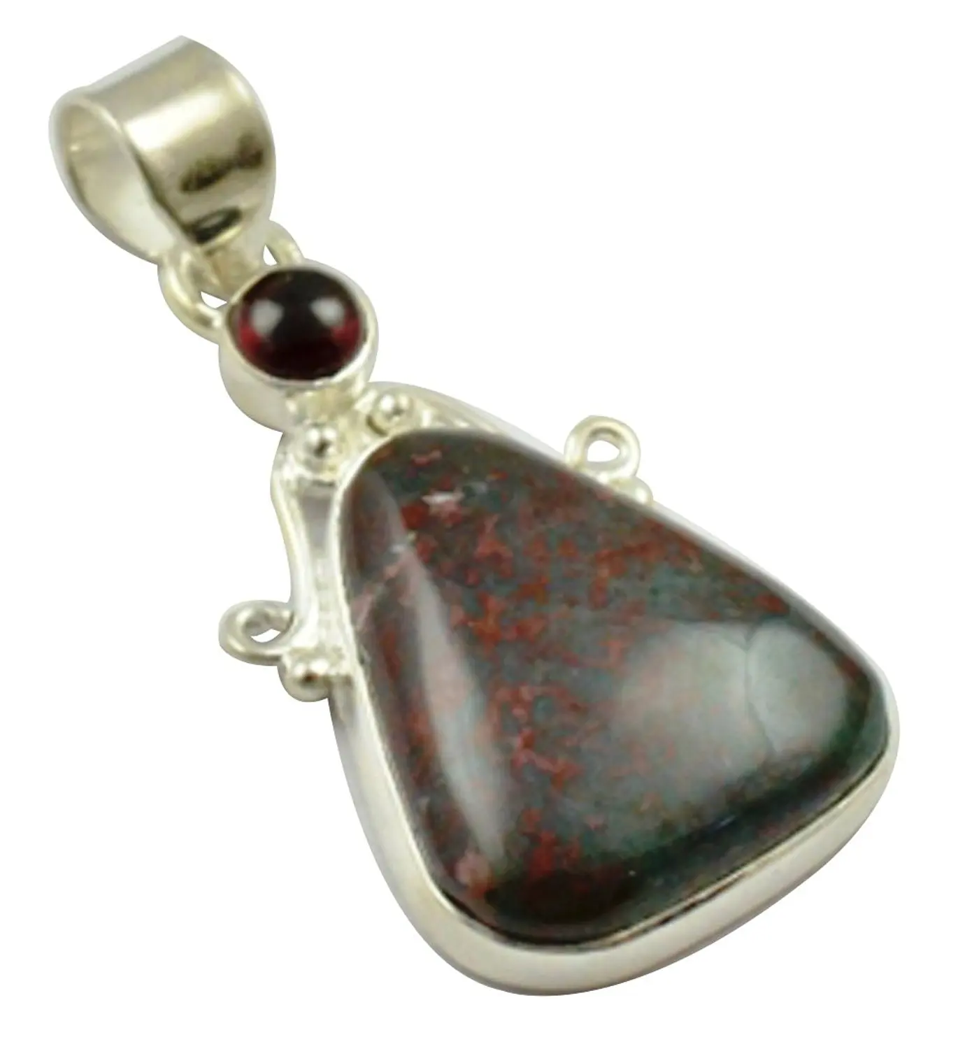 

Lovegem Nature Bloodstone & Rubellite Pendant 925 Sterling Silver , 42.4 mm, MHBAP4559