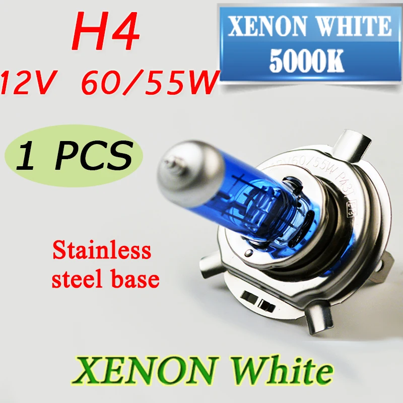 

SINOVCLE 12V 60/55W H4 5000K Halogen Lamp HeadLight Bulb Xenon Dark Blue Glass Car Light Super White FREE SHIPPING
