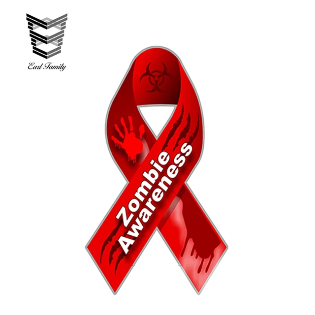 Best Price EARLFAMILY 13cm x 7.4cm Zombies Awareness Red Ribbon Bloody Hand Vinyl Decal Car Stickers Response 3D Car Styling