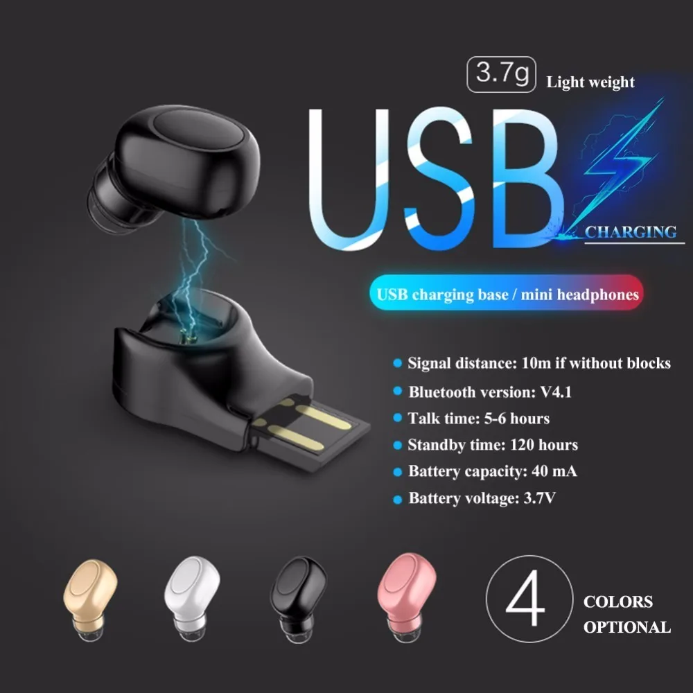 X11 Mini Bluetooth Wireless Earphone Invisible Earbud In Ear Handsfree Headsets USB