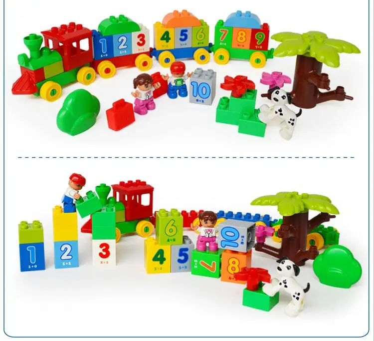 Original HUIMEI Brand Big Blocks Number Train Building Set Compatible with font b Legoed b font