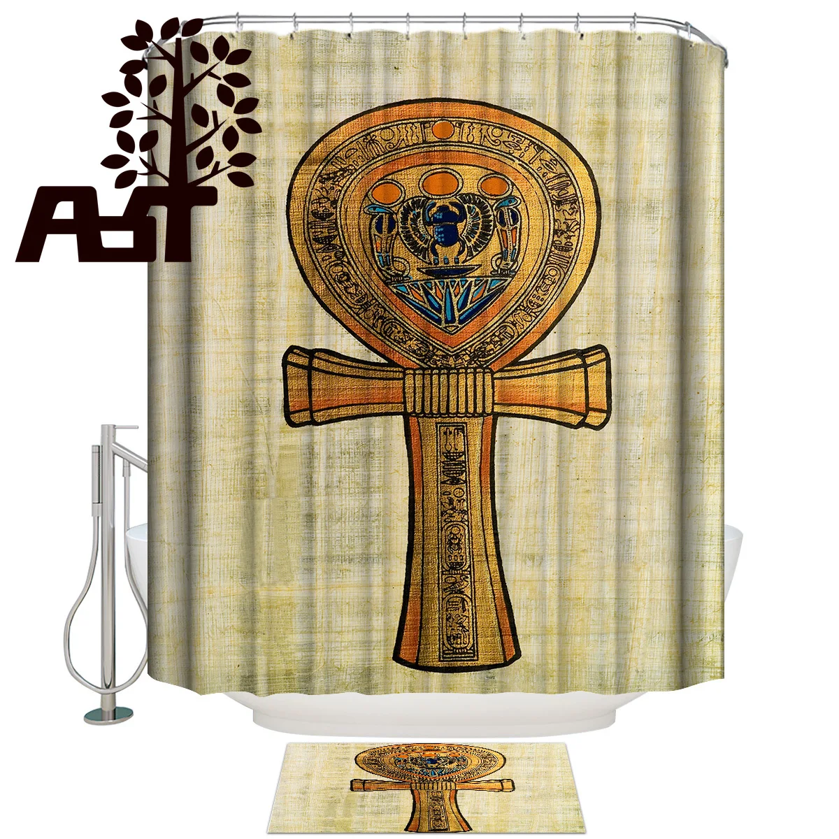 

Art Store Egypt Retro Bathroom Mat With Shower Curtain Shower Curtain Doormat Sets 2 Piece Bathroom Set Shower Curtain Sets