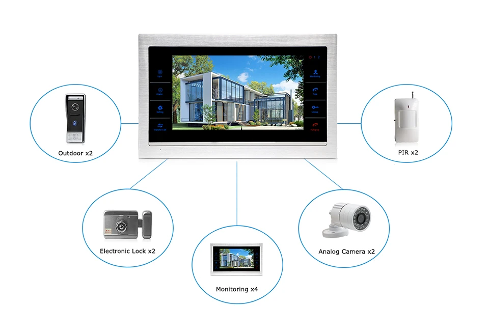 10 "4-проводной видео домофон дверной звонок Система контроля доступа голосовое сообщение 3 мониторов + 1 кнопку вызова + 2 открытых камер