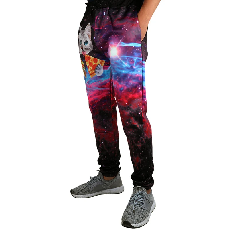 الخريف ركض الرجال السراويل غالاكسي البيتزا القط مضحك 3D المطبوعة السراويل عارضة Sweatpants السراويل الترنك للجنسين الرياضية دروبشيب