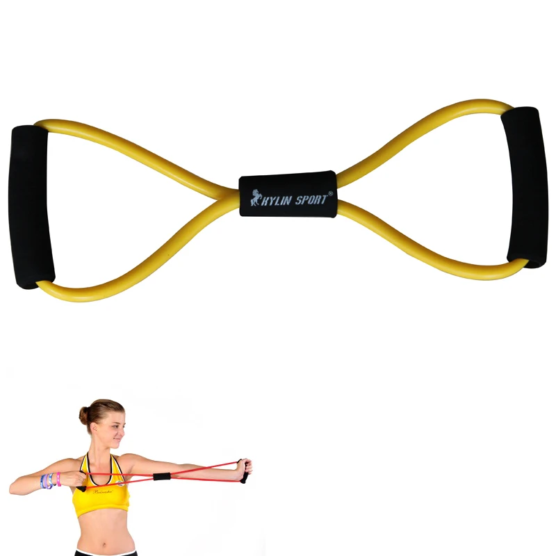 

8 type resistance band exercise tube yoga pull up equipment yellow for wholesale and free shipping kylin sport