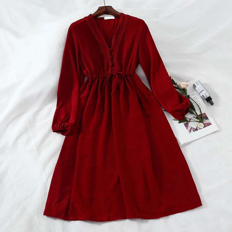 

2018 new fashion women's dresses ladies elegant midi dress female tide vestidos
