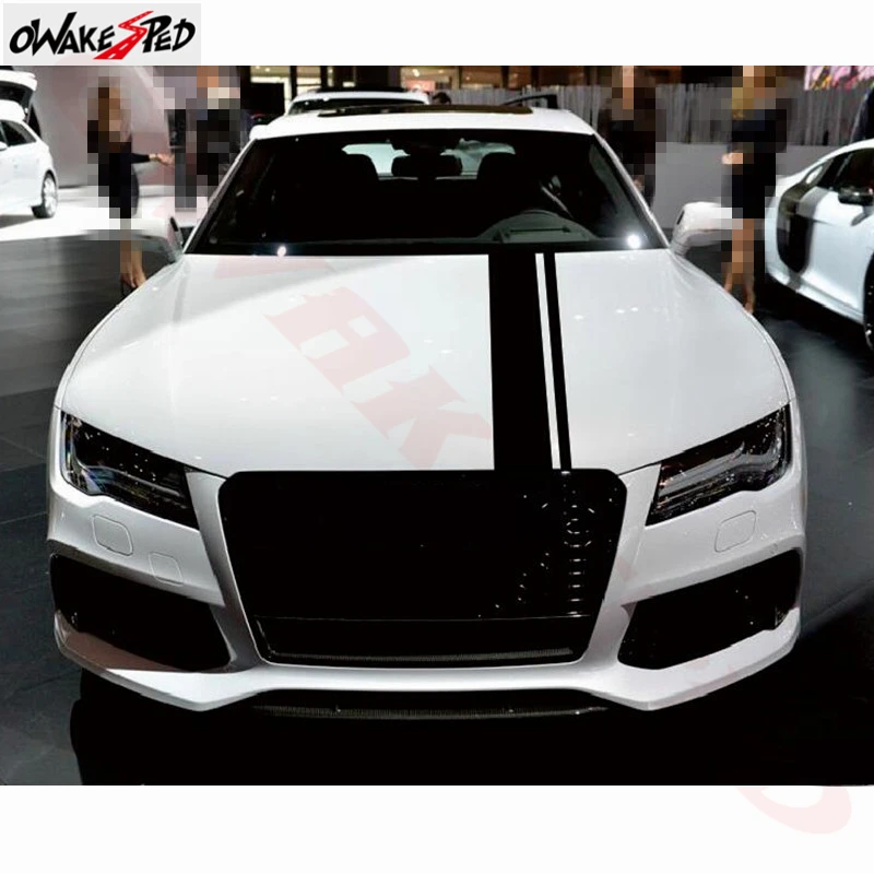 Ceny Wyścigi stylizacja sportowa maska samochodu wystrój naklejka na audi RS RS3 RS4 RS5 RS6 RS7 TT RS RS Q3 Auto akcesoria na głowę winylowa tablica naścienna