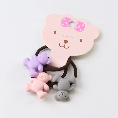 3Pcs/Set Good Quality Candy Colors Cartoon Acrylic Girls Elastic Rubber Bands Cute Hair Bands Ponytail Holder Hair Accessories - Цвет: 7