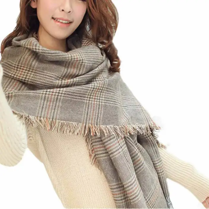 Fantastic Fashion Large font b Tartan b font Scarf Shawl Stole Checked Wool Blend With Short