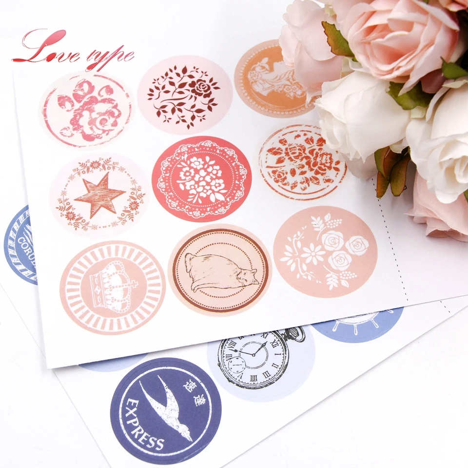 6pcs/lot Creative Retro Stickers DIY Handmade Round Sealing Sticker Decor Scrapbook Letter Gift Box Bag Decoration Supplies