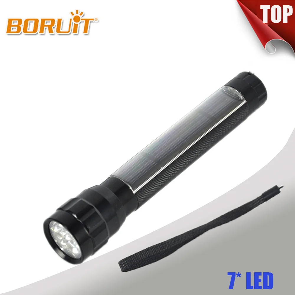 

BORUIT Lantern 7 LED Solar Powered Flashlight Rechargeable Hand Torch Lamp For Fishing Camping Hunting By Built-in Battery