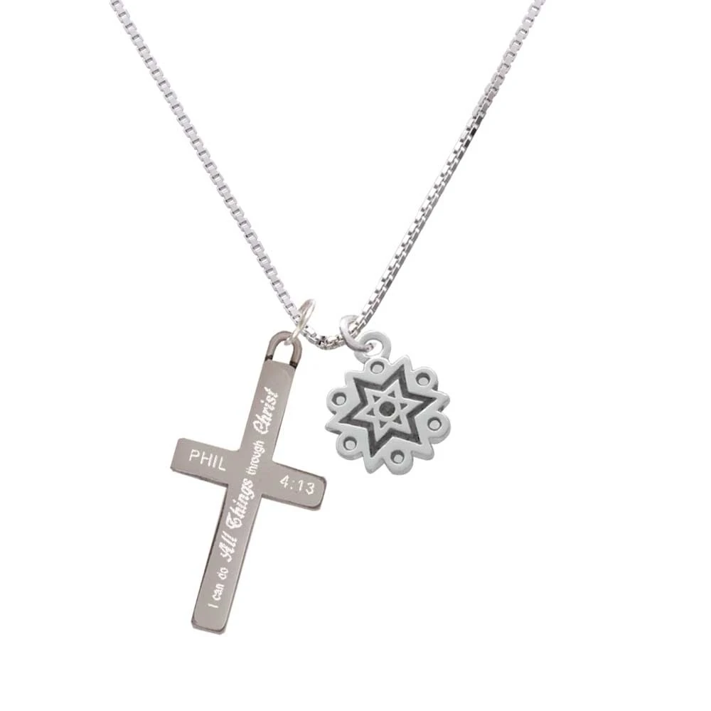 Antiqued Snowflake - I Can Do All Things - Cross Necklace