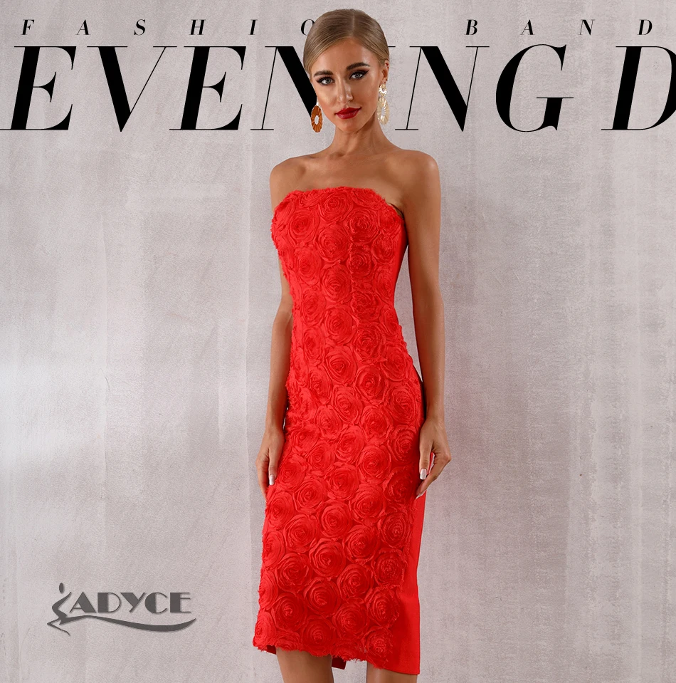 Adyce облегающее Бандажное платье для женщин Vestidos новое летнее Черное Красное цветочное кружевное Клубное платье Макси Вечерние платья знаменитостей