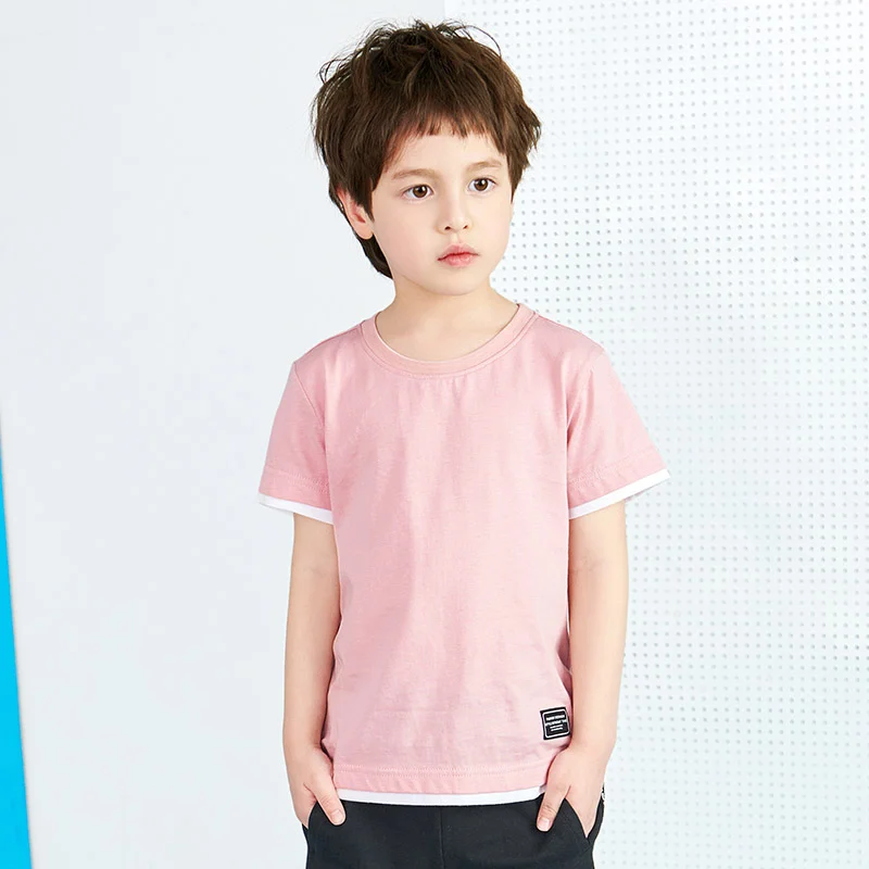 Пионерский лагерь, Новое поступление, футболки для детей, одежда для мальчиков однотонная качественная футболка для мальчиков и девочек, качественные летние футболки для мальчиков - Цвет: Розовый