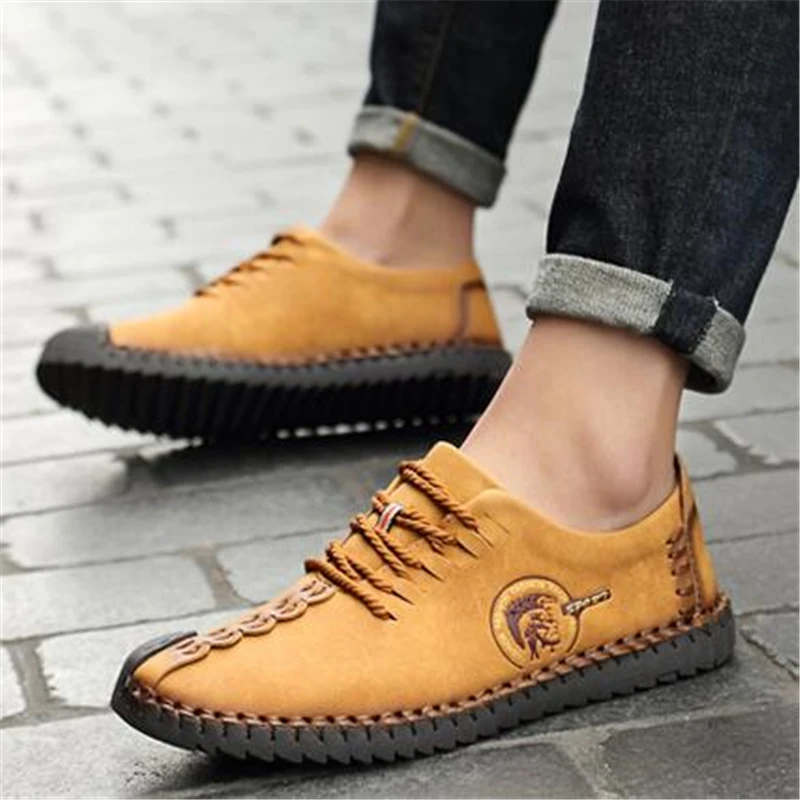 Men Casual Leather shoes Fashion Vintage Handmade Sewing Male Flats Split Leather Popular Business shoes zapatillas hombre 03 Men Casual Leather shoes Fashion Vintage Handmade Sewing Male Flats Split Leather Popular Business shoes zapatillas hombre 03