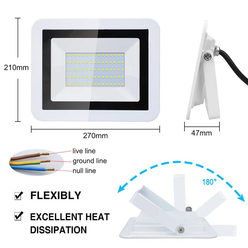 10 Вт 20 Вт 30 Вт 50 Вт Светодиодный прожектор наружные огни безопасности теплый белый/холодный белый наружный прожектор для гаража сада лужайки и двора
