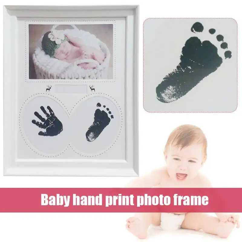 Детская фоторамка с отпечатком руки для новорожденных мальчиков и девочек, украшения для новорожденных, коллекция сувениров - Цвет: White