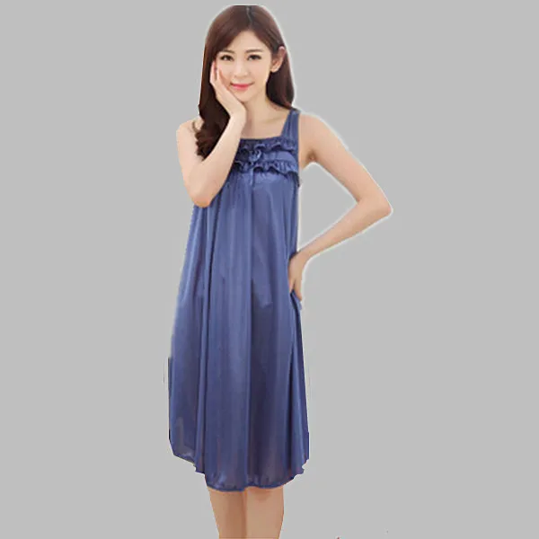 Ladies Silk Sleepwear Sexy Nightshirts Long Summer Dresses Women Home Clothes Nightdress Female font b Nightgown