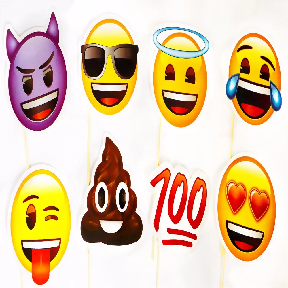 

1set Emoji Photo Booth Props Party Mask Funny Smiley Photobooth Birthday Party Decoration Kids Gifts Event Party favor Supplies