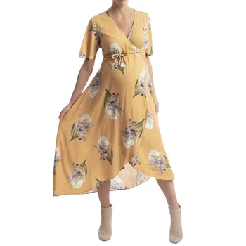 

Dress For Pregnant Women Fashion Sexy Floral Print Sundress Sexy Casual Simple Beach Comfortable sukienka ciazowa платье F4