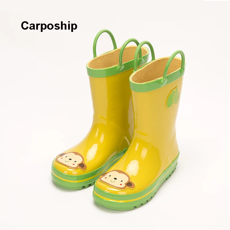KidS baby boy fashion rain boots Monkey Winter Children Slip Shoes