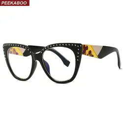 Peekaboo большой ретро кошачий глаз очки рамки для женщин бренд 2019 заклепки декоративные очки прозрачные линзы мода