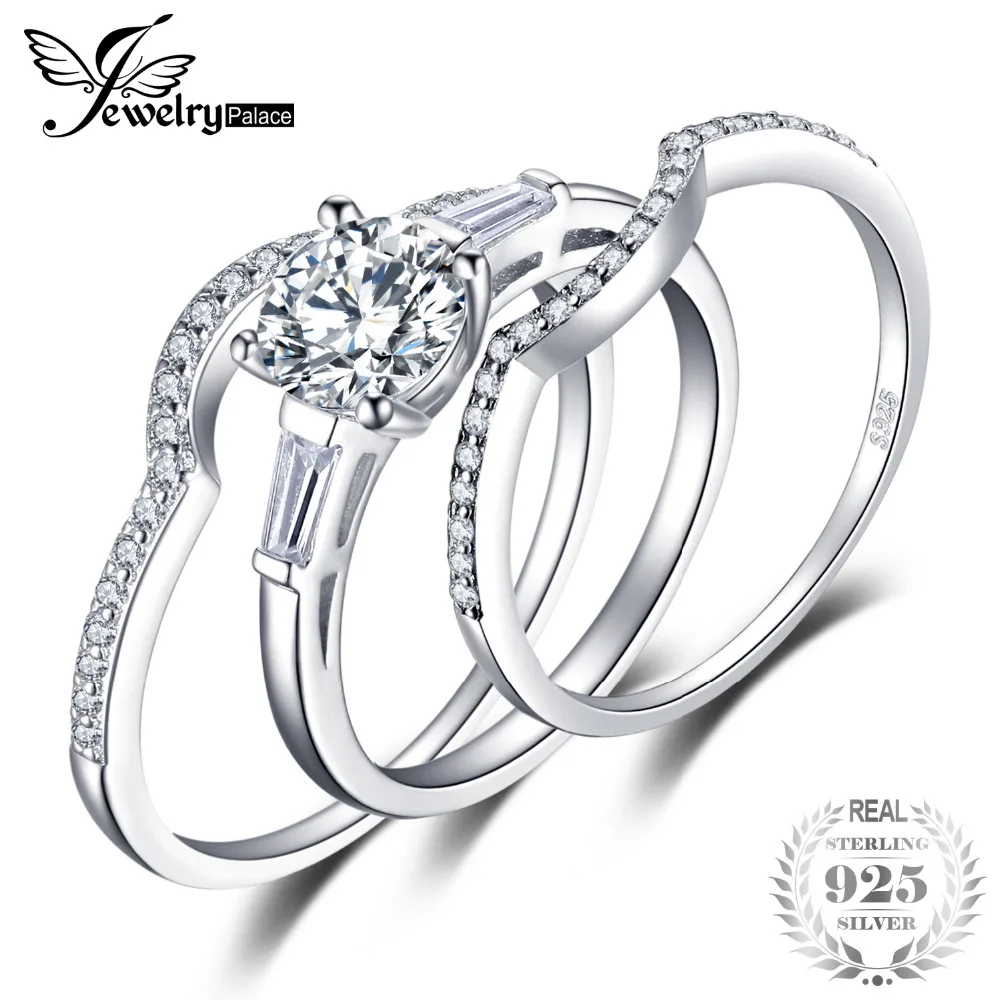 

Anniversary Engagement Wedding Bands 3 Rings Sets Genuine 925 Sterling Silver Jewelry Wedding Charm Gift Nice Valentine Gift