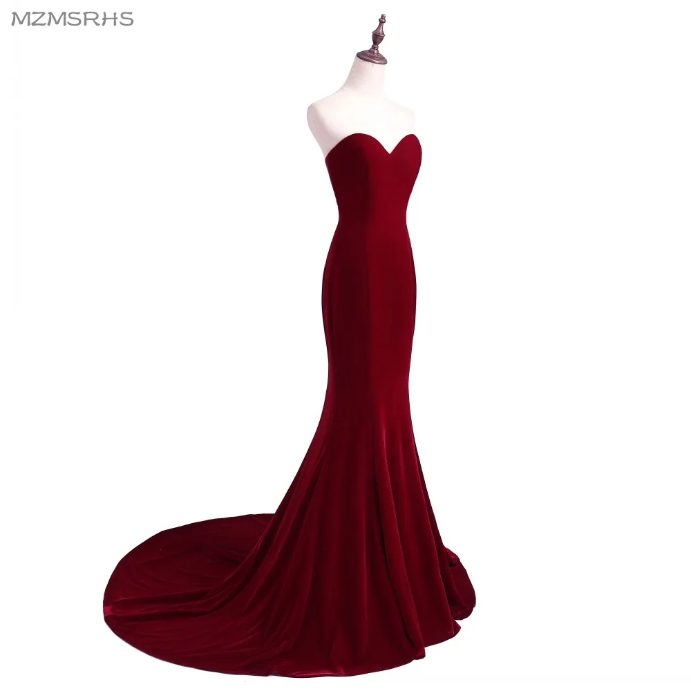 Уникальные дизайнерские темно-красные платья для выпускного вечера для женщин с длинным шлейфом польщен облегающее красное вино бархат элегантные платья для вечеринки A95