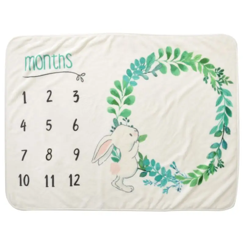 

Baby Blanket Monthly Photography Newborn Photo Flannel Soft Rabbit Animal Milestone Blankets Props Sleep Bathing Background