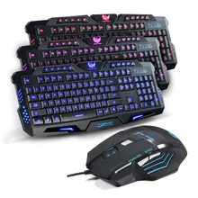 Russian Version Wired LED Adjustable 3 Colors Backlit Backlight Gaming Keyboard 3200DPI Gamer Laser Mouse USB
