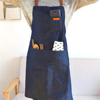 

New Hot Fashion Oil-proof Antifouling Lady Women Men Adjustable Cowboy Hanging Neck Kitchen Aprons For Cooking Baking Restaurant