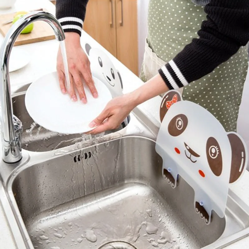 

2Pcs Cute Bear Sink Prevent Water Splash Cooking Baffle With Suction Cup Kitchen Pool Flap Home Sink Splash Water Barrier