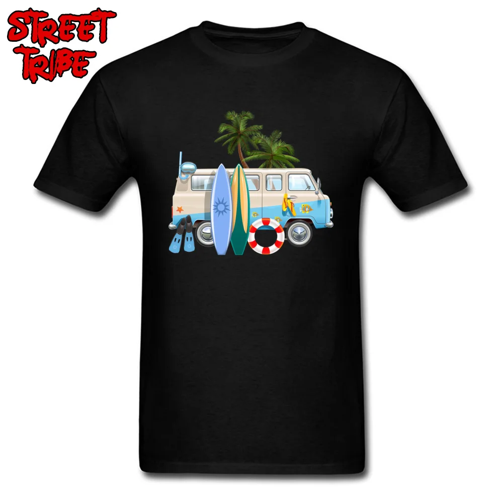 car and surfboard 23561 100% Cotton Fabric Tees for Boys Leisure T Shirt comfortable Designer Round Neck Tee Shirts Short Sleeve car and surfboard 23561 black