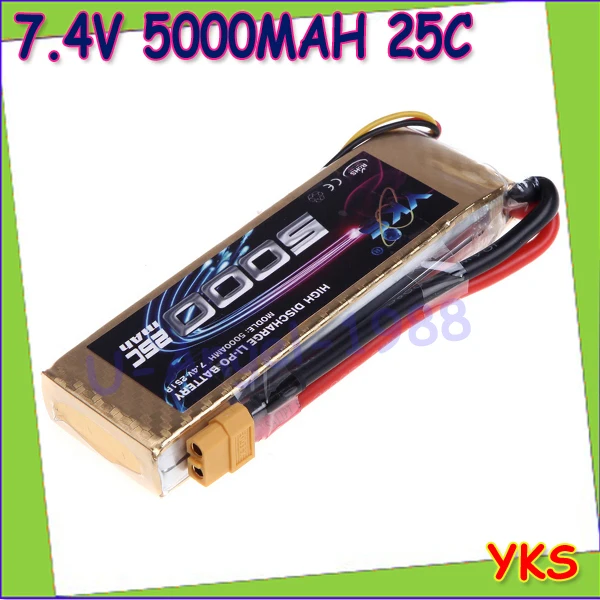 1pcs Original YKS Lipo Battery 7 4V 5000mah 25C MAX 40C XT60 Plug for RC Car