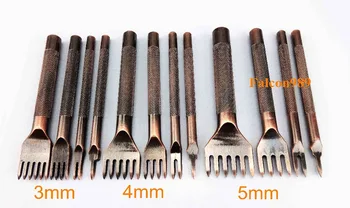 

12pcs 3/4/5mm Leather Craft Sewing Stitching Diamond Lacing Chisel Pricking Iron Punch Tool Kit Set Carve Stamp Knife Cutter Awl