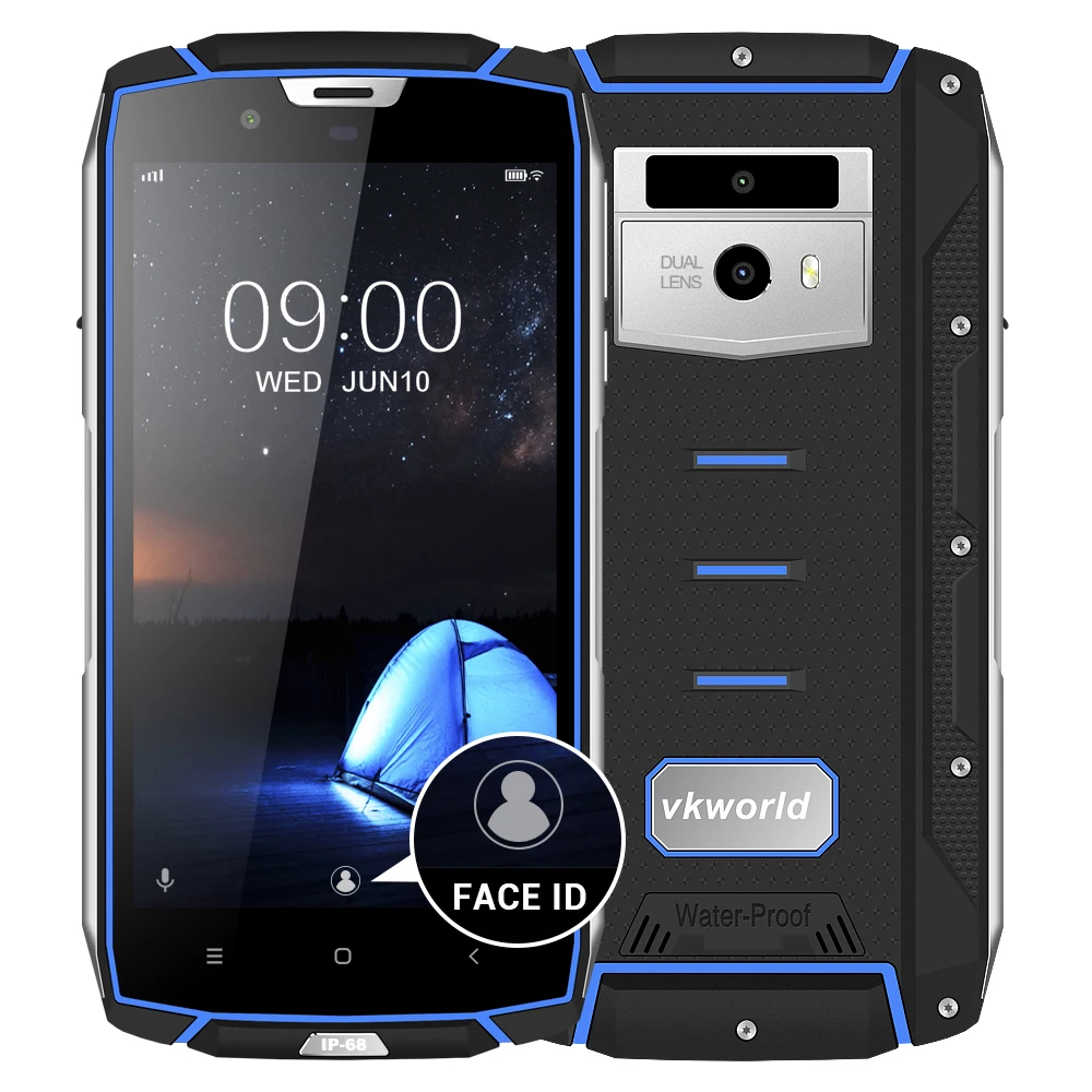 VKworld VK7000 IP68 водонепроницаемый смартфон 5," MTK6750T Восьмиядерный Android 8,0 мобильный телефон с двумя sim-картами отпечаток пальца 4 Гб ram 64 Гб rom